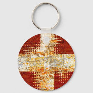 Religious halftone cross keychain