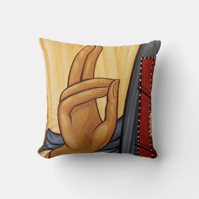Religious Hand Signal Art Throw Pillow (Front)