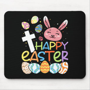 Religious Happy Easter Bunny Rabbit Eggs Jesus Cro Mouse Pad