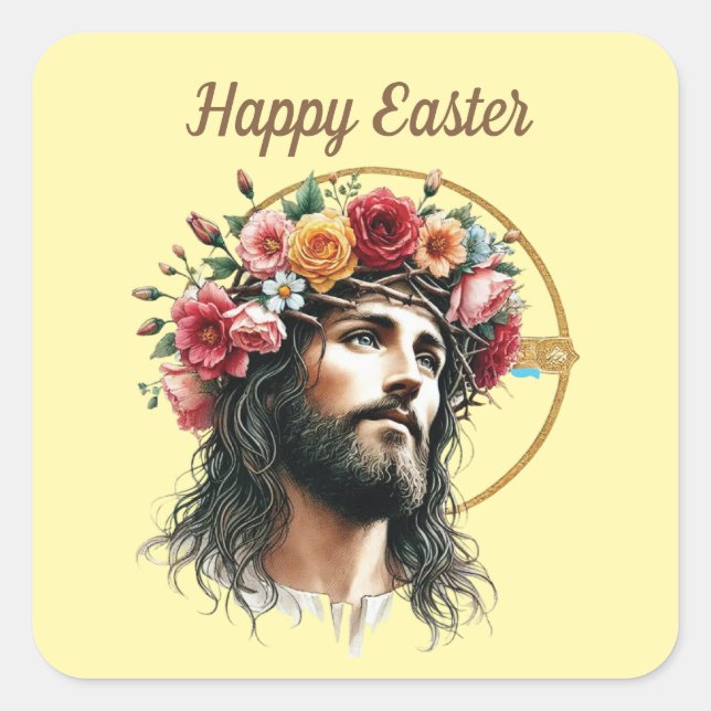 Religious Happy Easter Jesus  Square Sticker (Front)