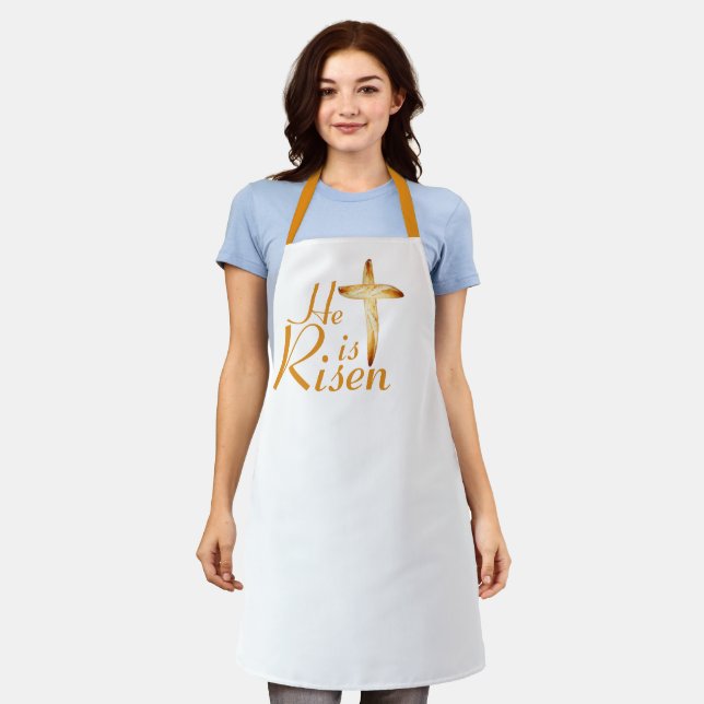 Religious He is Risen Chef Baker Bread Cook Apron (Worn)
