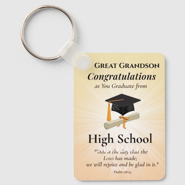 Religious High School Graduation Name Starburst Keychain (Front)