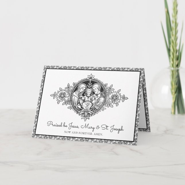 Religious Holy Family Jesus Mary Joseph Line Art  Card (Front)