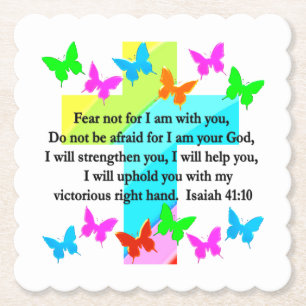 RELIGIOUS ISAIAH 41:10 SCRIPTURE VERSE PAPER COASTER