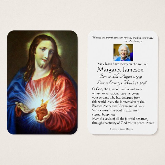 Religious Jesus Heart Funeral Memorial Prayer Holy (Front & Back)