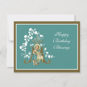 Religious Jesus Lamb Floral Elegant Card