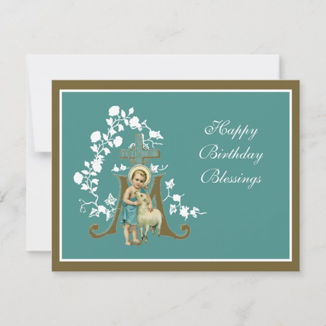 Religious Jesus Lamb Floral Elegant Card (Front)