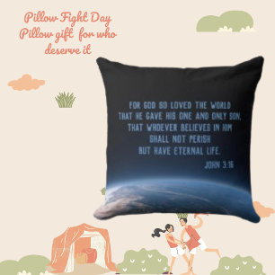 Religious John 3:16 Bible Verse Throw Pillow