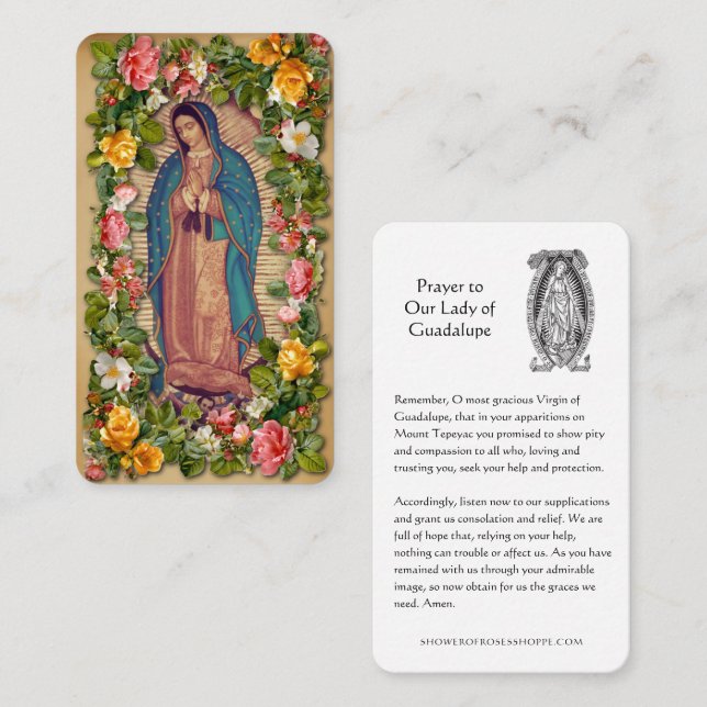 Religious Lady of Guadalupe Catholic Holy Prayer Place Card (Front/Back)