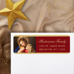 Religious Madonna & Child Christmas Return Address<br><div class="desc">Add an elegant, meaningful touch to your holiday season with these religious Christmas return address labels featuring a beautiful painting of the Madonna and Child by artist Giovanni Battista Salvi in a red and gold colour palette with faux glitter. Your family name and address are set in a simple, modern...</div>
