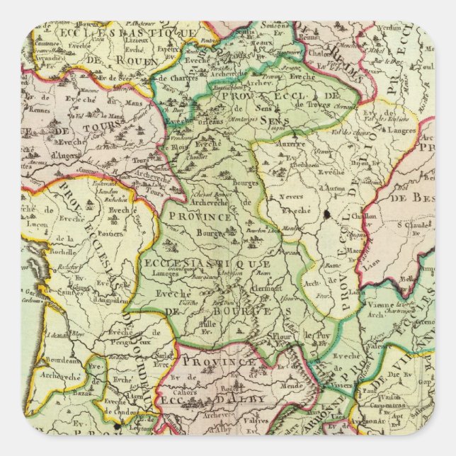 Religious map of France Square Sticker (Front)