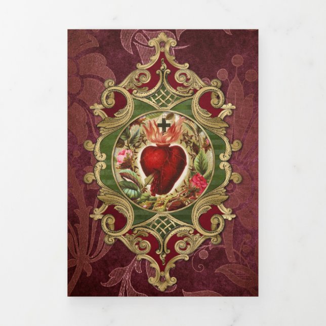 Religious Mass Offering Virgin Mary  Jesus Tri-Fold Card (Cover)