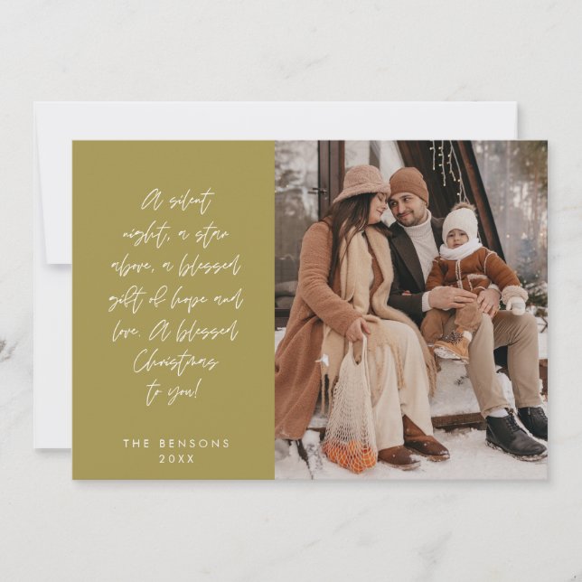 Religious, Merry Christmas, Christian Family Photo Holiday Card (Front)