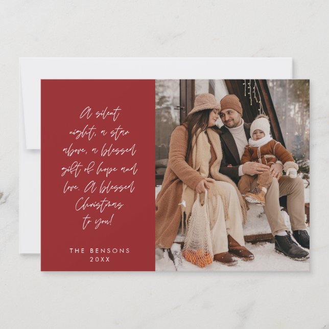 Religious, Merry Christmas, Christian Family Photo Holiday Card (Front)