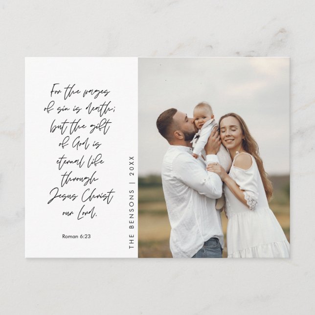 Religious, Merry Christmas, Christian Family Photo Postcard (Front)