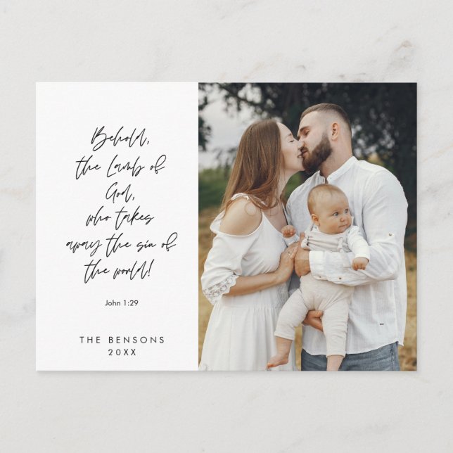 Religious, Merry Christmas, Christian Family Photo Postcard (Front)