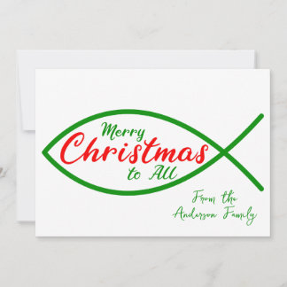Religious Merry Christmas Christian Fish Script Card
