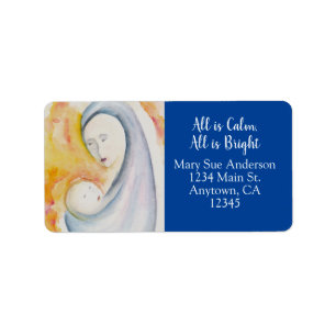 Religious Modern Christmas Madonna and Child Label