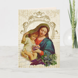Religious Mothers Day Blessed Virgin Mary Vintage Card