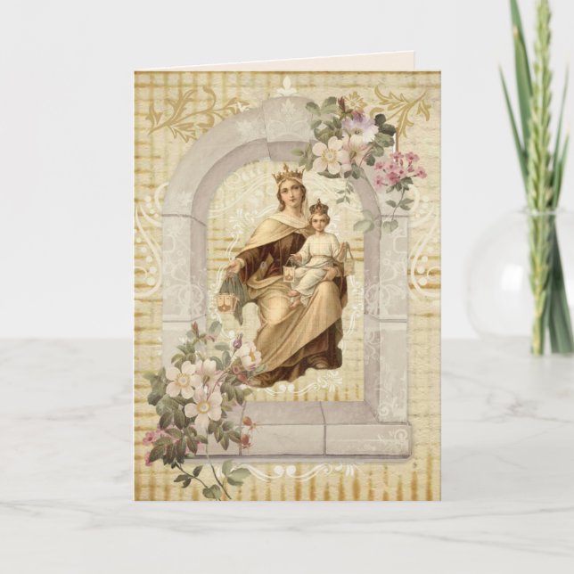 Religious Mothers Day Our Lady Mount Carmel Card (Front)