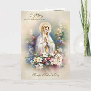 Religious Mother's Day Virgin Mary Floral  Card
