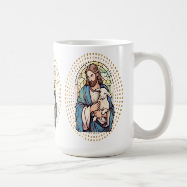 Religious Mug with God Holding a Lamb (Right)