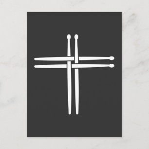 Religious Musician Drum Sticks Cross Christian Postcard