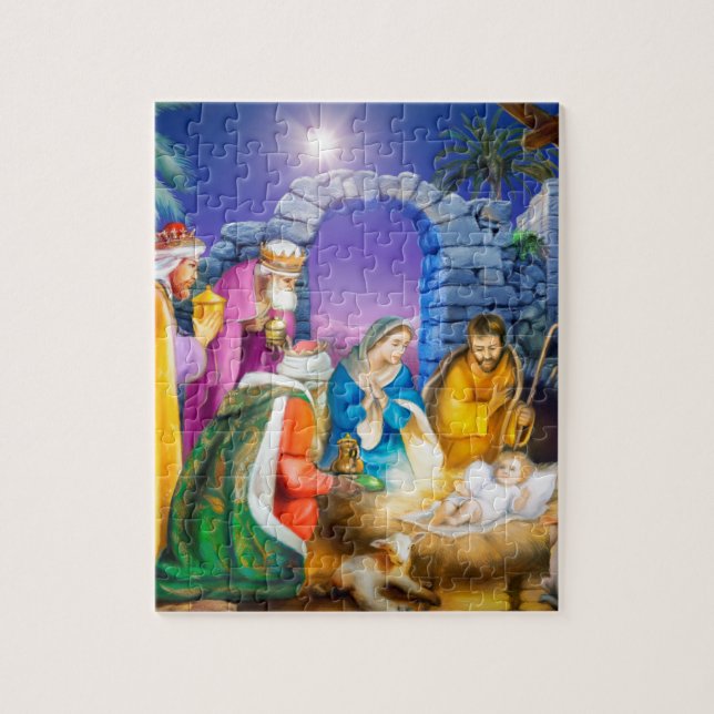 Religious nativity christmas holiday jigsaw puzzle (Vertical)