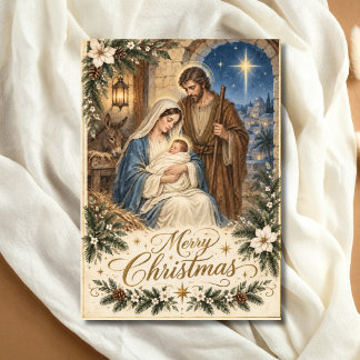 Religious Nativity Manger Christian Christmas Holiday Card