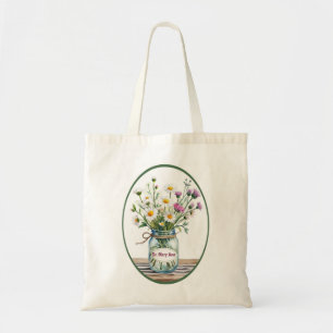 Religious Nun Customize Wildflowers in Mason Jar Tote Bag
