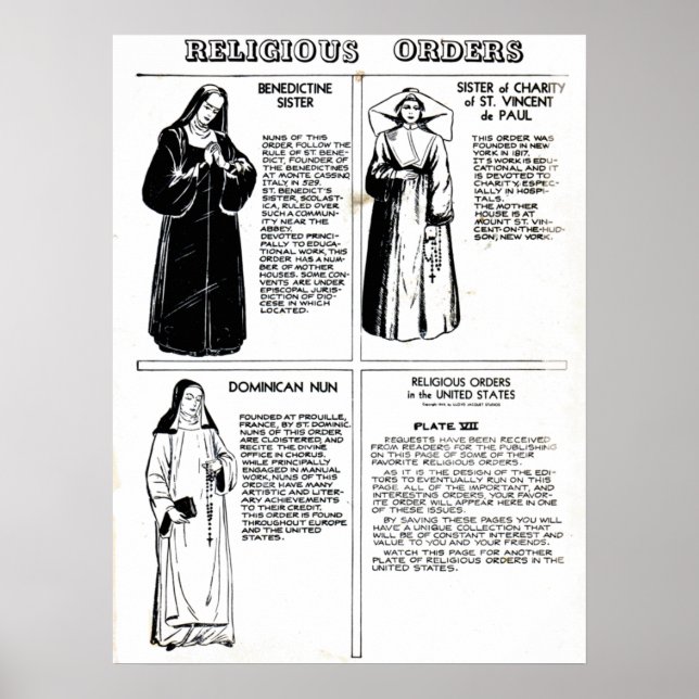 Religious Orders Benedictine Nuns Poster (Front)