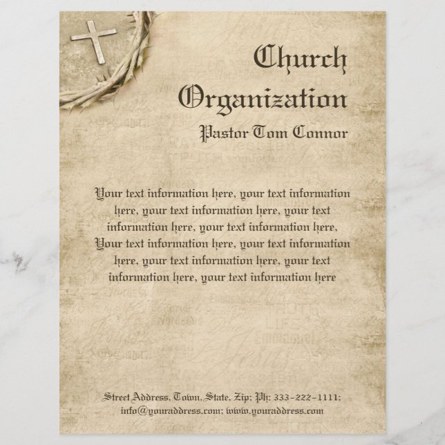 Religious Organization Aged Cross Letterhead (Front)