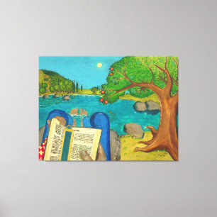 Religious Paintings - Psalm 1 in Hebrew Bible Canvas Print