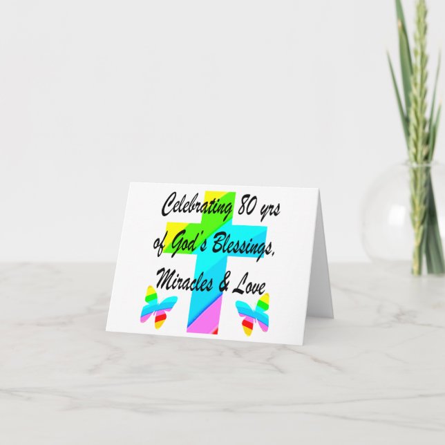 RELIGIOUS PERSONALIZED 80TH BIRTHDAY DESIGN CARD (Front)