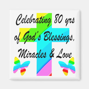 RELIGIOUS PERSONALIZED 80TH BIRTHDAY DESIGN MAGNET