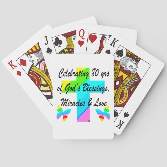 RELIGIOUS PERSONALIZED 80TH BIRTHDAY DESIGN PLAYING CARDS (Back)