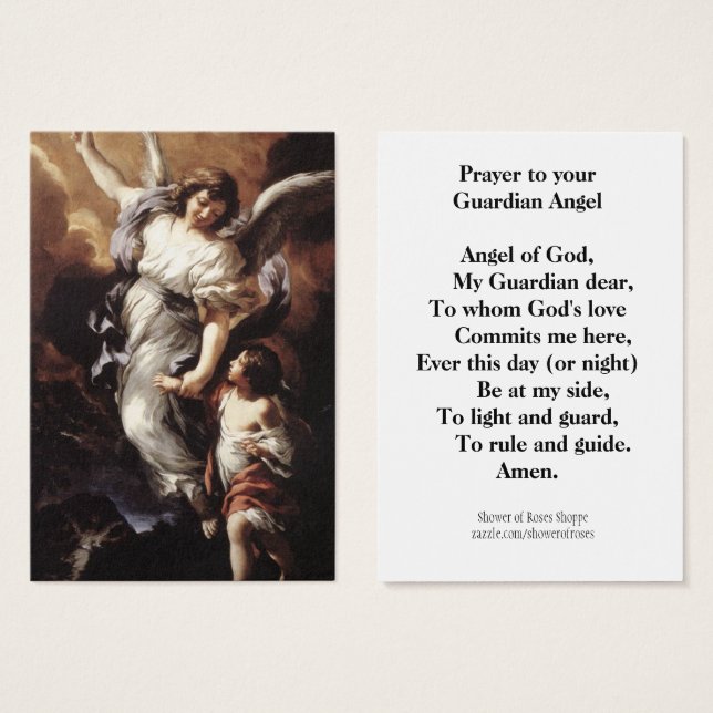 Religious Prayer Guardian Angel Holy Card (Front & Back)