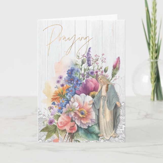 Religious Praying for You Virgin Mary  Card (Front)