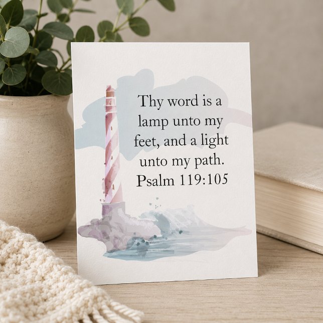 Religious Psalm Watercolor Lighthouse Postcard (Creator Uploaded)