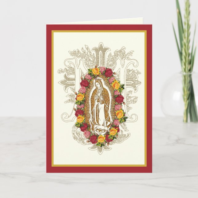 Religious Roses Virgin Guadalupe Spanish  Card (Front)
