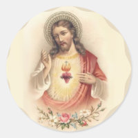 Religious Sacred Heart Jesus Floral Vintage