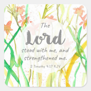 Religious Scripture 2 Timothy Wildflowers Orange Square Sticker