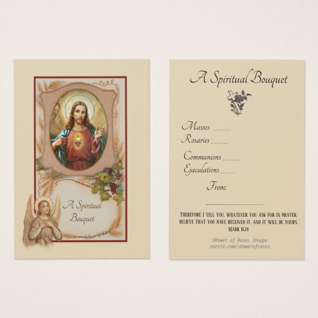 Religious Spiritual Bouquet Prayer Holy Card (Front & Back)