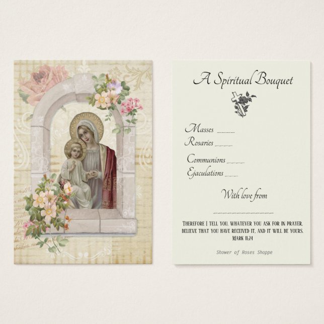 Religious Spiritual Bouquet Prayer Holy Card (Front & Back)