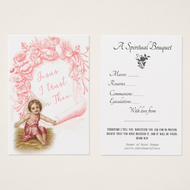 Religious Spiritual Bouquet Prayer Holy Card (Front & Back)