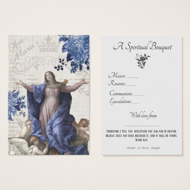 Religious Spiritual Bouquet Prayer Holy Card (Front & Back)