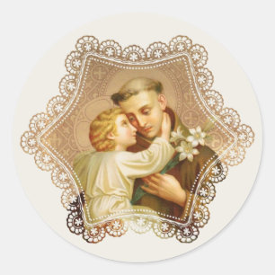 Religious St. Anthony Baby Jesus Catholic Priest Classic Round Sticker