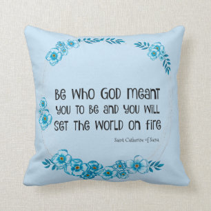 Religious St. Catherine of Siena Quote Floral  Throw Pillow