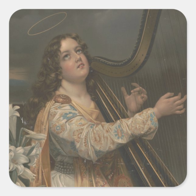 Religious St. Cecilia Patron Musicians Catholic Square Sticker (Front)