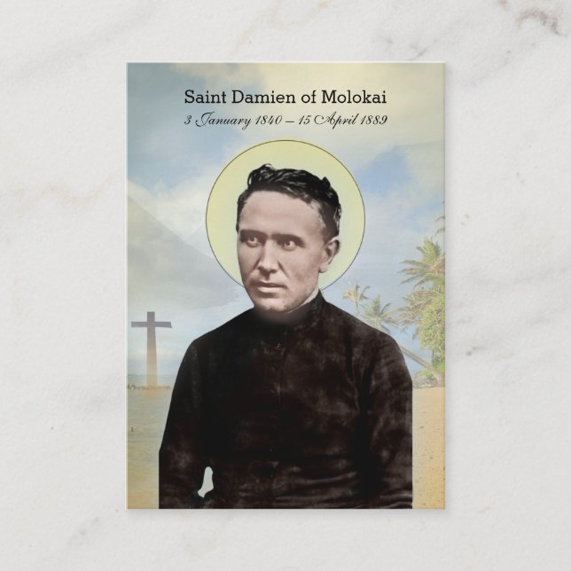 Religious St Damien of Molokai Hawaii Priest Business Card (Front)